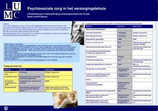 Psychosociale zorg in het verzorgingstehuis