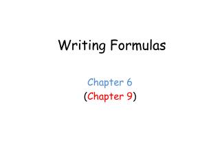 Writing Formulas