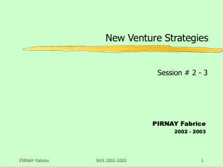 New Venture Strategies