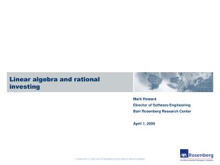 Linear algebra and rational investing