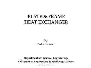 PLATE &amp; FRAME HEAT EXCHANGER