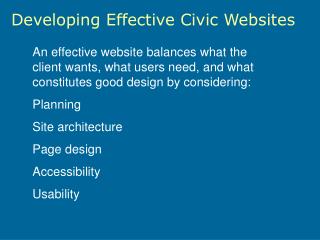 Developing Effective Civic Websites