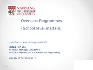 Overseas Programmes (School level matters)