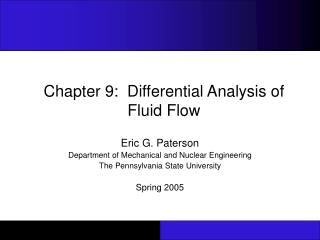 Chapter 9: Differential Analysis of Fluid Flow