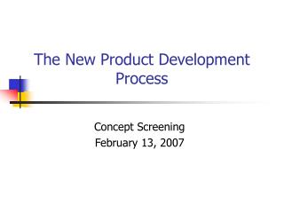 The New Product Development Process