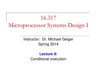 16.317 Microprocessor Systems Design I