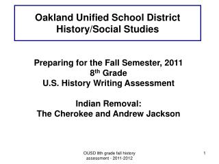 Oakland Unified School District History/Social Studies