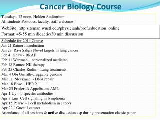 Cancer Biology Course