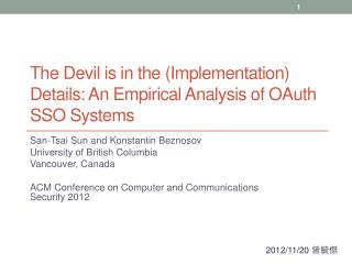 The Devil is in the (Implementation) Details: An Empirical Analysis of OAuth SSO Systems