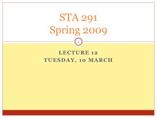 STA 291 Spring 2009