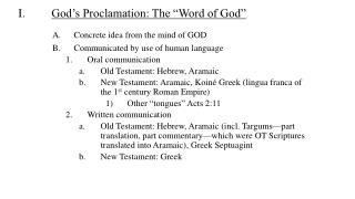God’s Proclamation: The “Word of God”