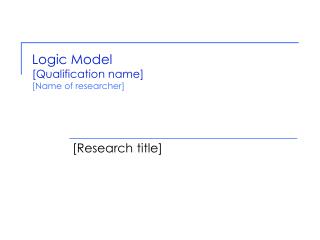 Logic Model [Qualification name] [Name of researcher]