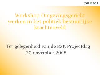 Workshop Omgevingsgericht werken in het politiek bestuurlijke krachtenveld