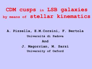 CDM cusps in LSB galaxies by means of stellar kinematics