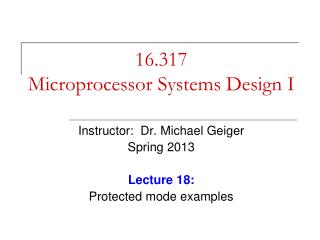 16.317 Microprocessor Systems Design I