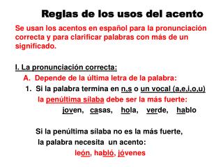 Reglas de los usos del acento