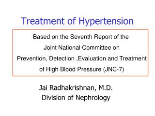 Treatment of Hypertension