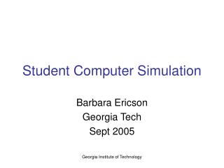 Student Computer Simulation
