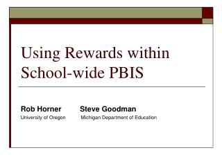 Using Rewards within School-wide PBIS