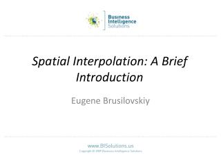 Spatial Interpolation: A Brief Introduction