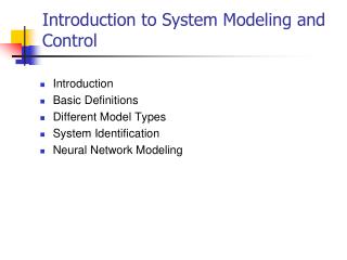Introduction to System Modeling and Control