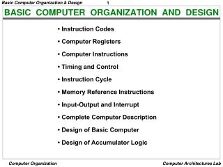 BASIC COMPUTER ORGANIZATION AND DESIGN