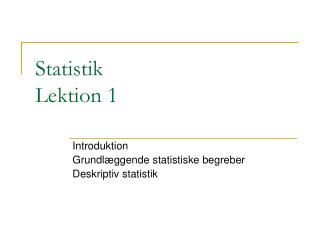 Statistik Lektion 1