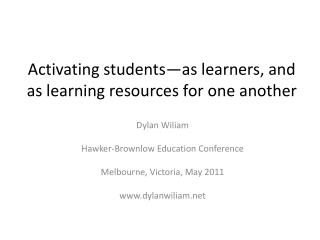 Activating students—as learners, and as learning resources for one another
