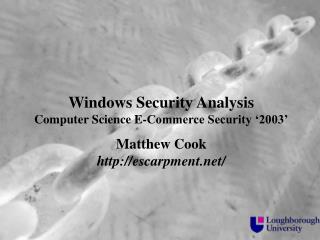 Windows Security Analysis Computer Science E-Commerce Security ‘2003’