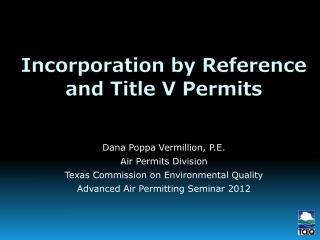 Incorporation by Reference and Title V Permits