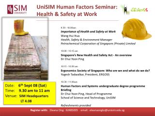 UniSIM Human Factors Seminar: Health &amp; Safety at Work