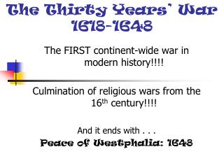 The Thirty Years’ War 1618-1648