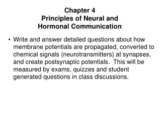 Chapter 4 Principles of Neural and Hormonal Communication