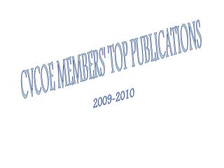CVCOE MEMBERS' TOP PUBLICATIONS