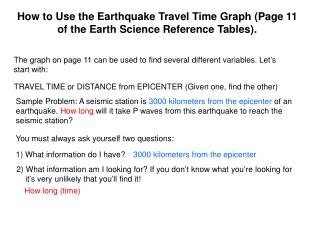 How to Use the Earthquake Travel Time Graph (Page 11 of the Earth Science Reference Tables).