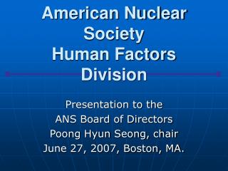 American Nuclear Society Human Factors Division