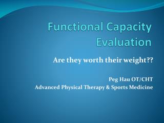 Functional Capacity Evaluation