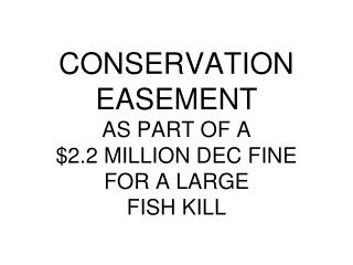 CONSERVATION EASEMENT AS PART OF A $2.2 MILLION DEC FINE FOR A LARGE FISH KILL