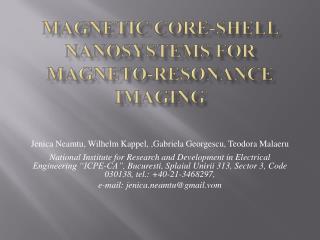 Magnetic Core-Shell Nanosystems for Magneto-Resonance Imaging