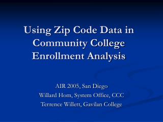 Using Zip Code Data in Community College Enrollment Analysis