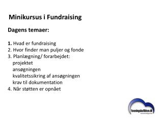 Minikursus i Fundraising