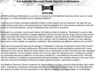 End Addiction Recovery Center Says No to Methadone