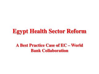 Egypt Health Sector Reform