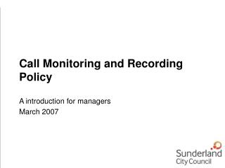 Call Monitoring and Recording Policy