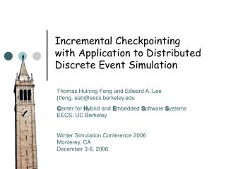 Incremental Checkpointing with Application to Distributed Discrete Event Simulation