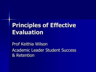 Principles of Effective Evaluation