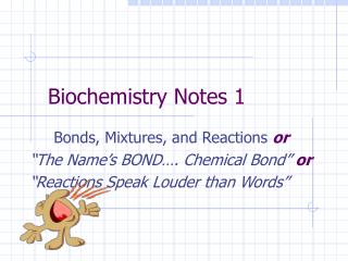 Biochemistry Notes 1