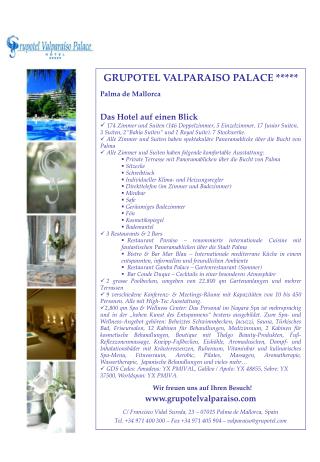GRUPOTEL VALPARAISO PALACE ***** Palma de Mallorca Das Hotel auf einen Blick