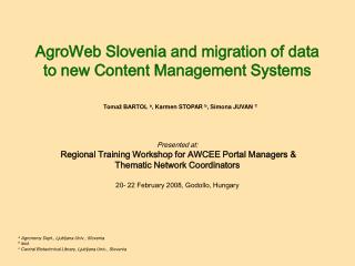 AgroWeb Slovenia and migration of data to new Content Management Systems
