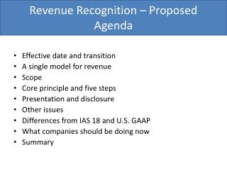 Revenue Recognition – Proposed Agenda